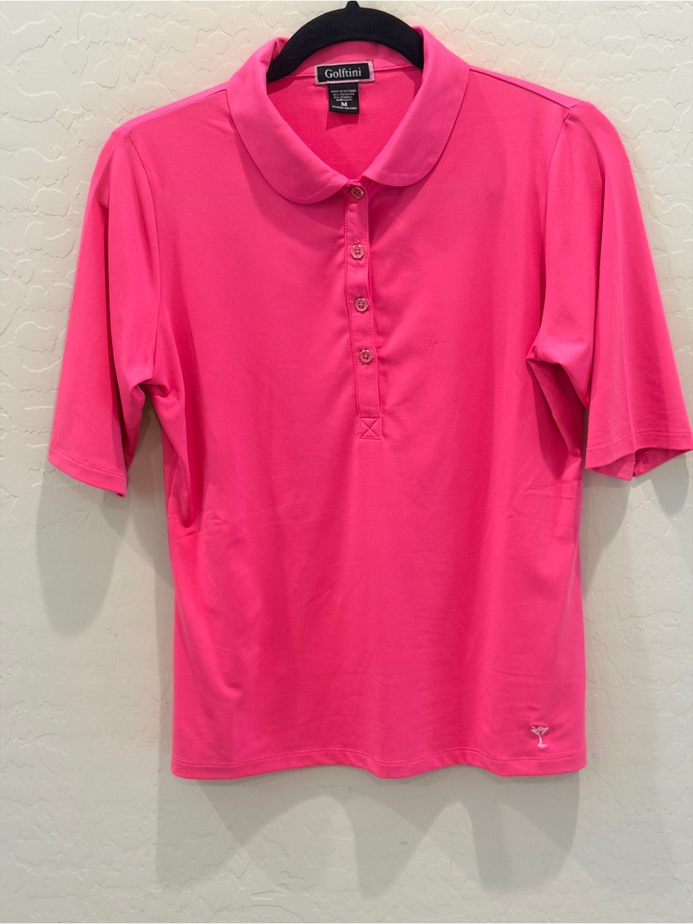 Golftini Lady’s Pink Elbow-Length Polo Shirt. EUC